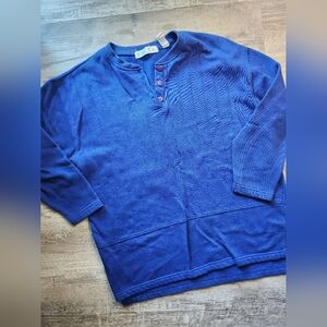 Mens Vibrant Blue Vintage Pacer  Pullover Sweater 3/4 Sleeve